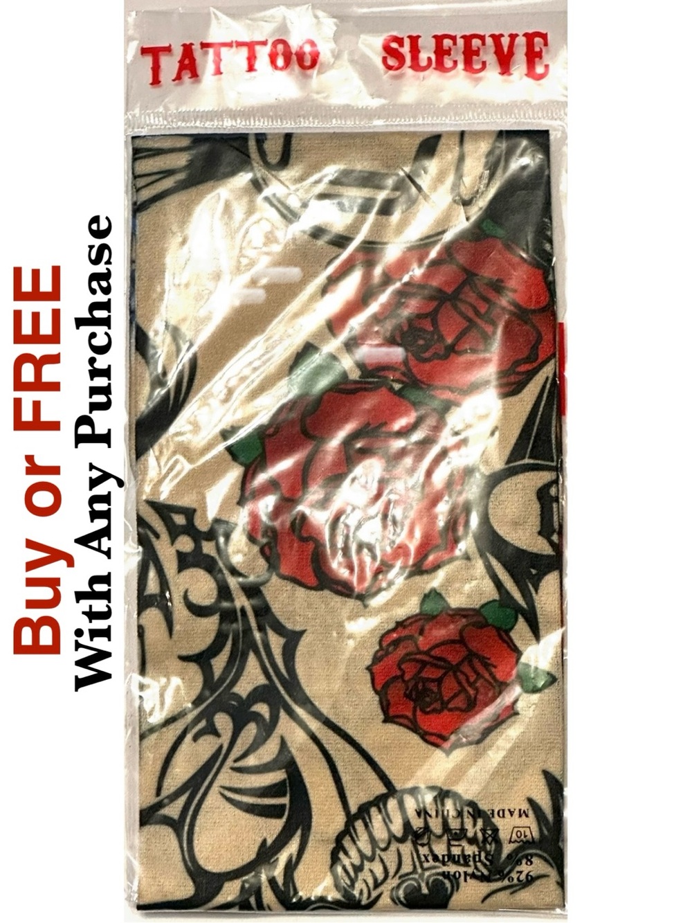 ⭐️ Buy or FREE 💫 Tattoo Sleeve Arm Cover Germany Red Rose Print Freebie MF21